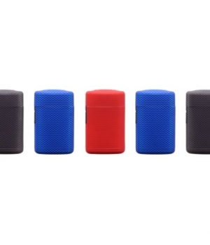 Briquet torche ATOMIC façon carbone 3 coloris, display de 25